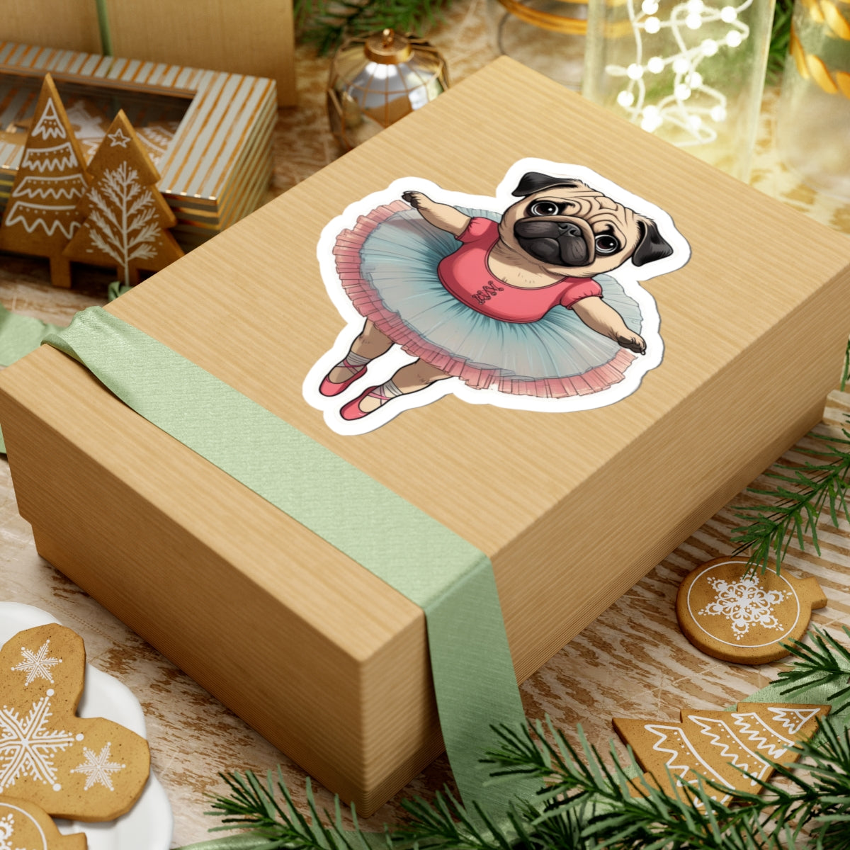 Barkarina - Pug Ballerina - Kiss Cut Stickers