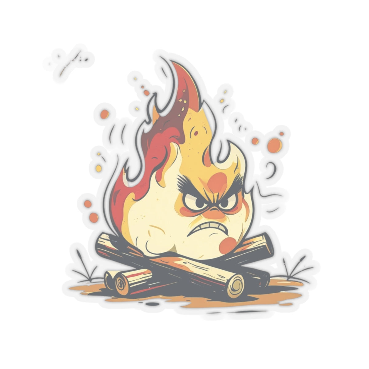 Angry Fire Freddie Kiss-Cut Stickers