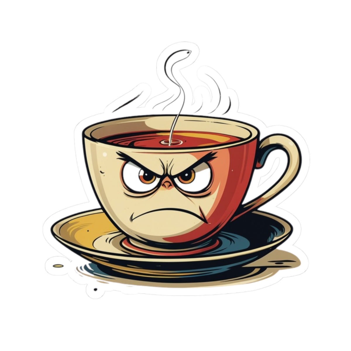 Angry Teacup Tim - Kiss Cut Stickers