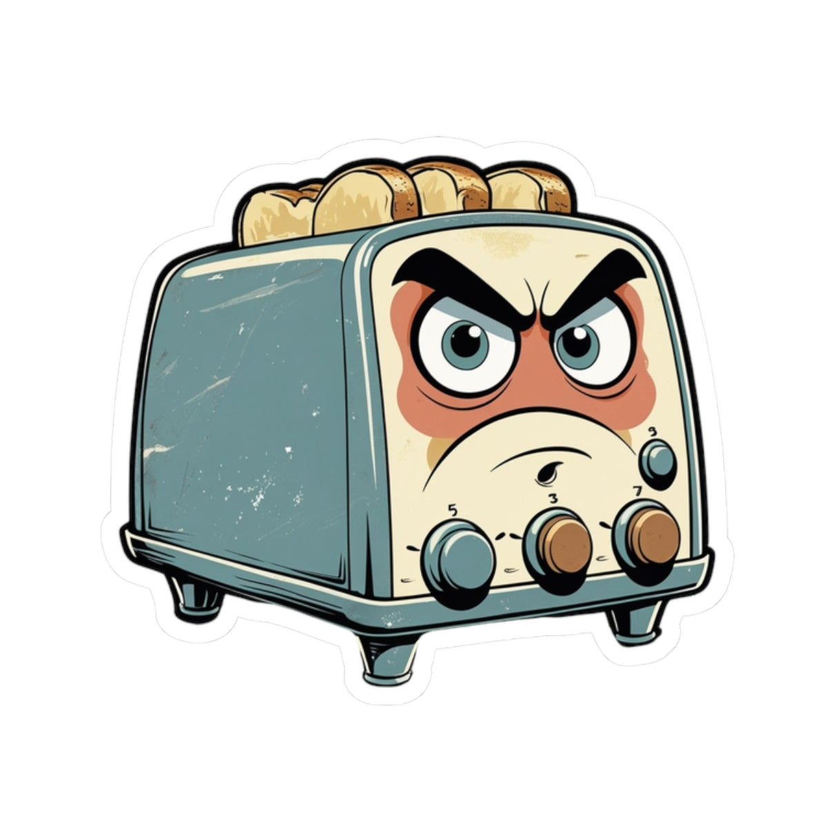 Angry Toaster Titus - Kiss Cut Stickers