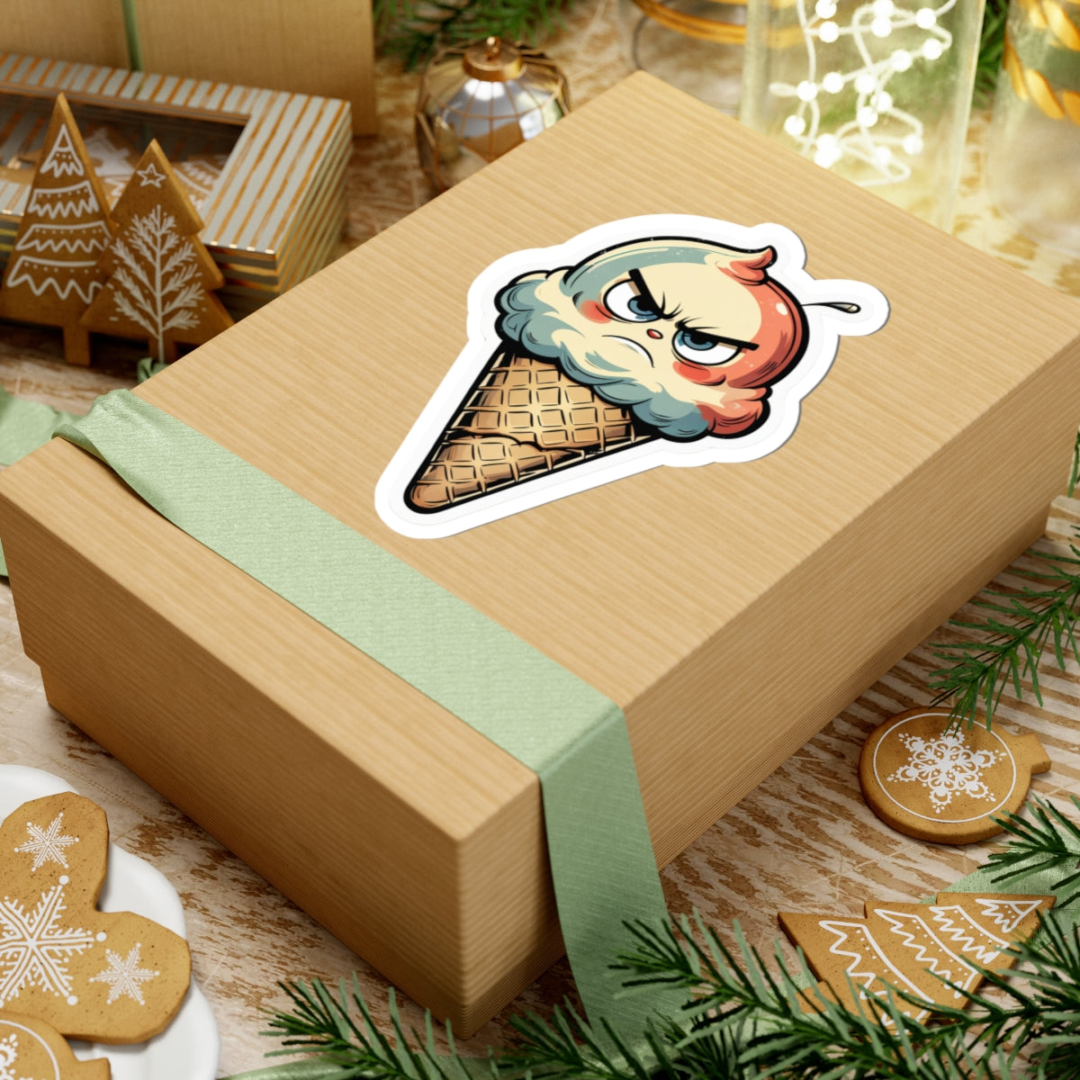 Angry Ice Cream Ian - Kiss Cut Stickers