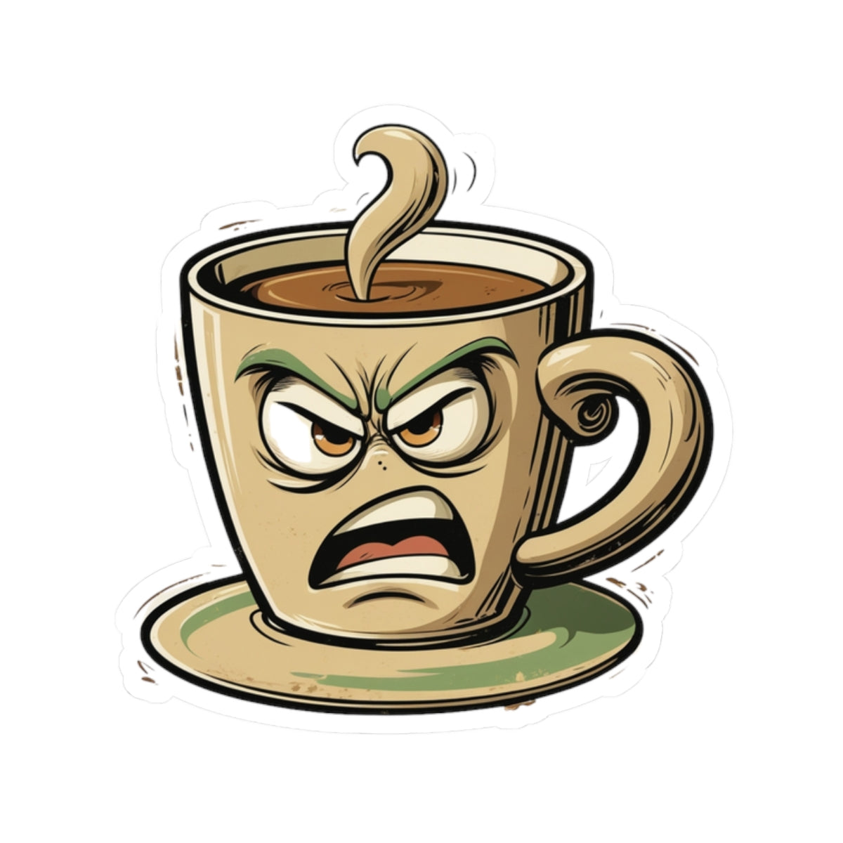 Angry Coffee - Sir Sips a Lot - Kiss Cut Stickers
