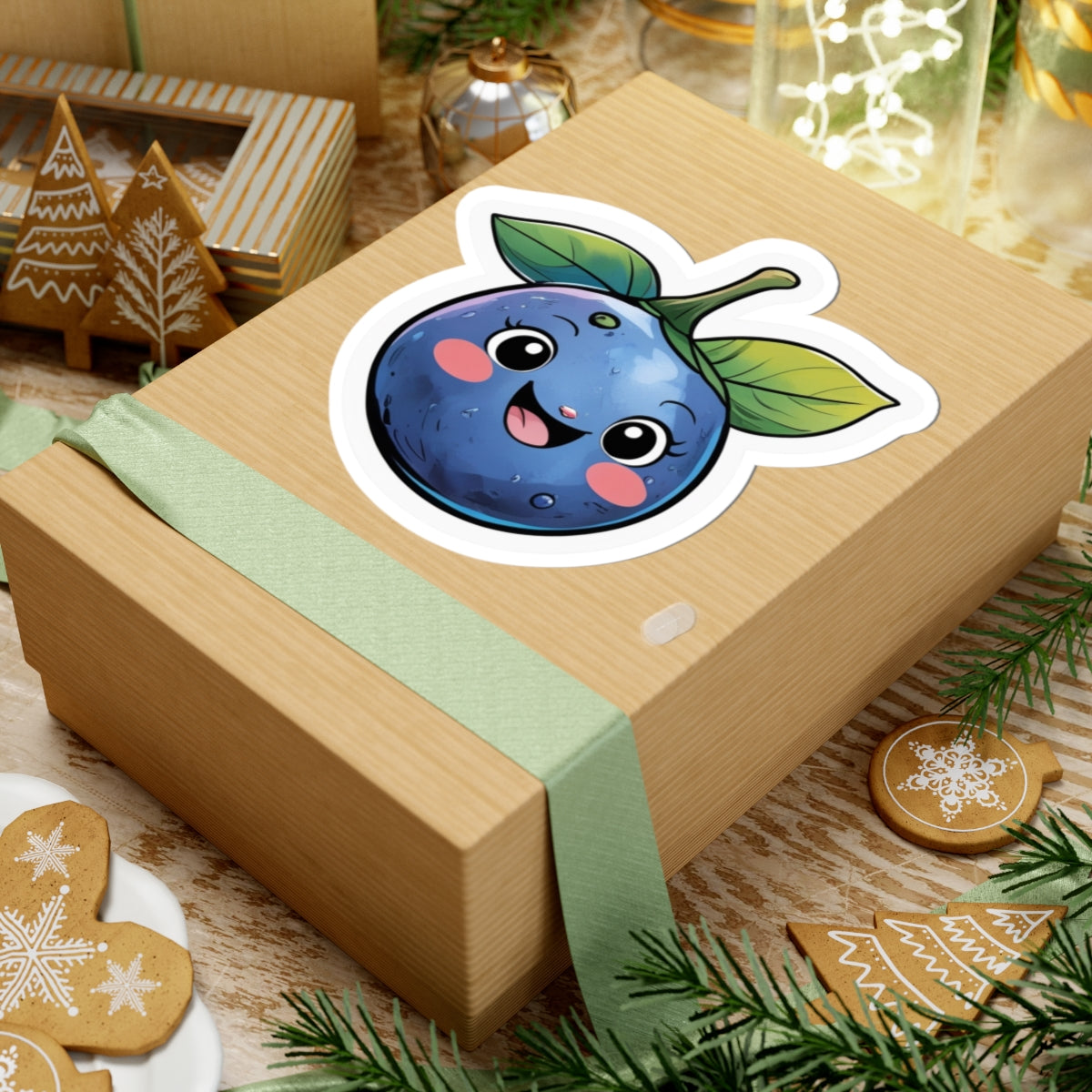 Bubbly Blueberry Happy Kiss-cut Stickers