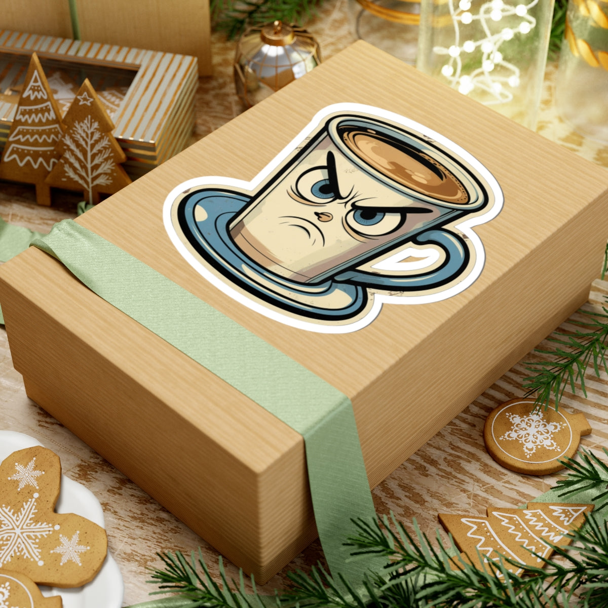 Angry Coffee - Mocha Moodie - Kiss Cut Stickers