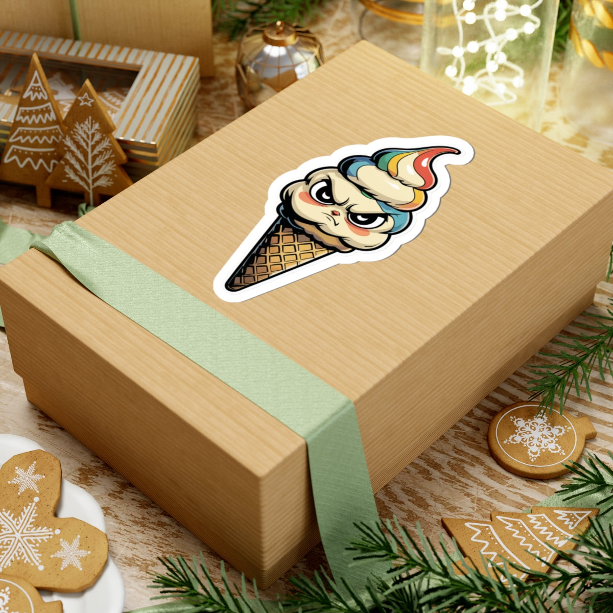 Angry Ice Cream Imani - Kiss Cut Stickers