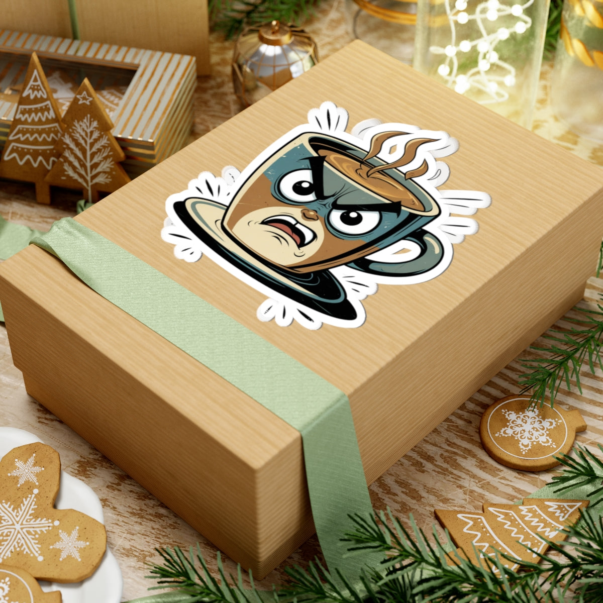 Angry Coffee - Steamy McBean - Kiss Cut Stickers