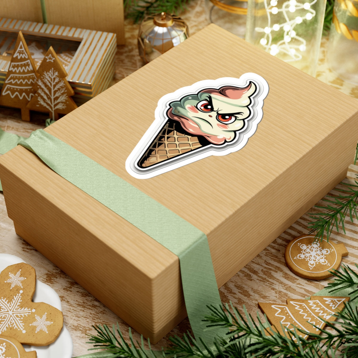 Angry Ice Cream Isolde - Kiss Cut Stickers