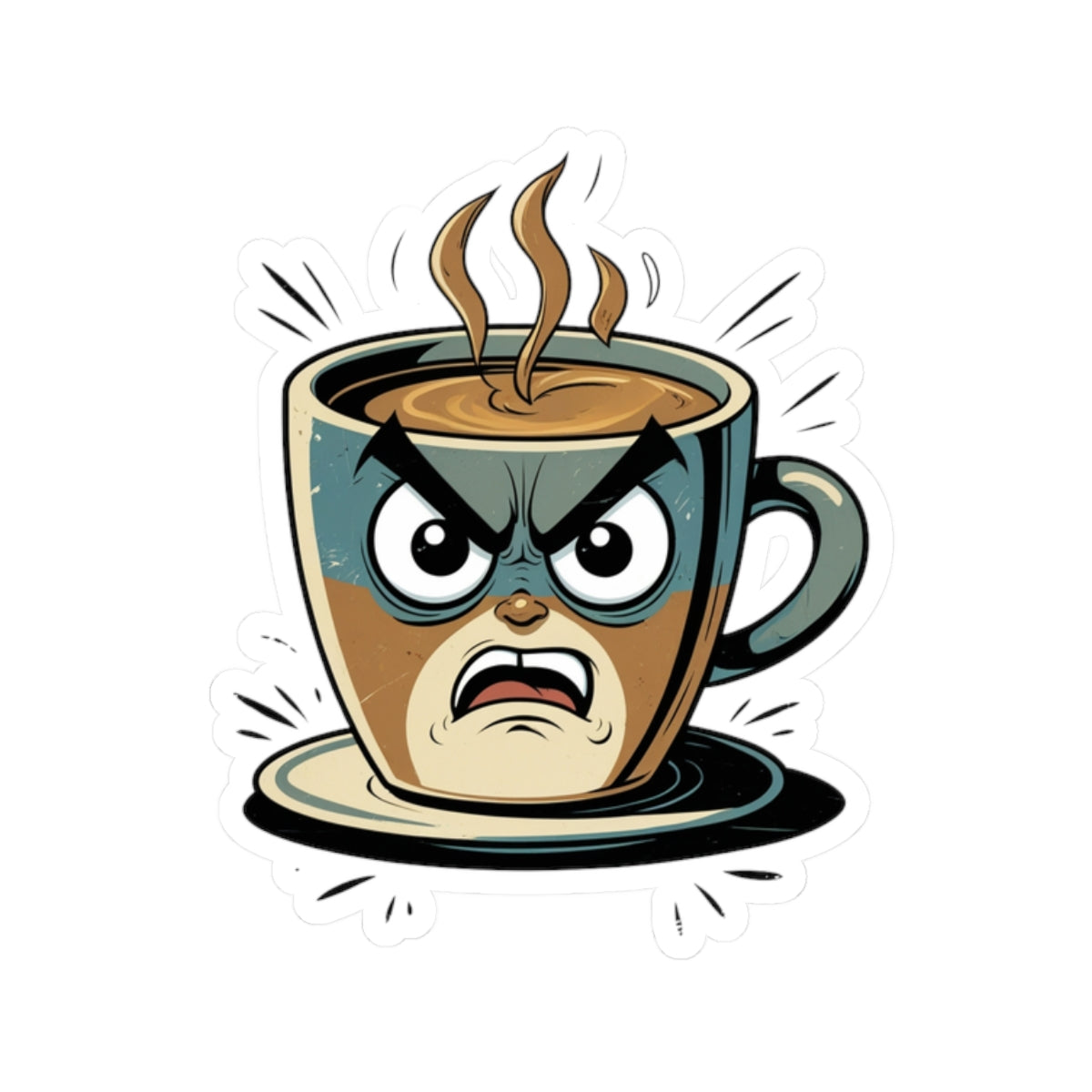 Angry Coffee - Steamy McBean - Kiss Cut Stickers