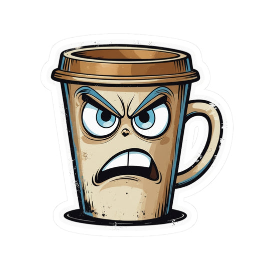 Angry Coffee - Captain Caffeine - Kiss Cut Stickers