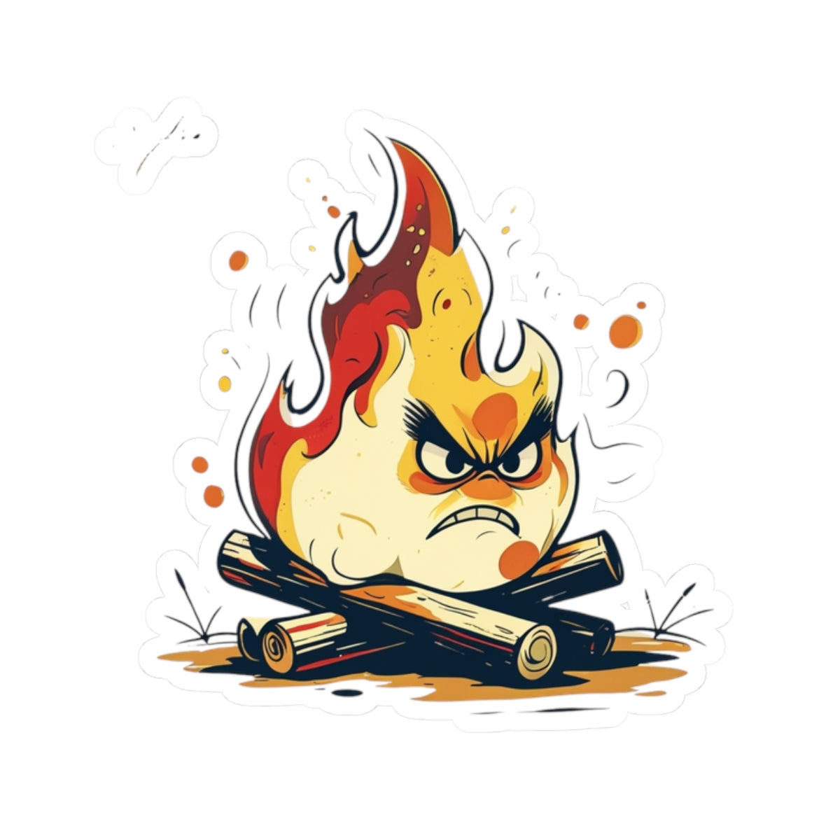 Angry Fire Freddie Kiss-Cut Stickers