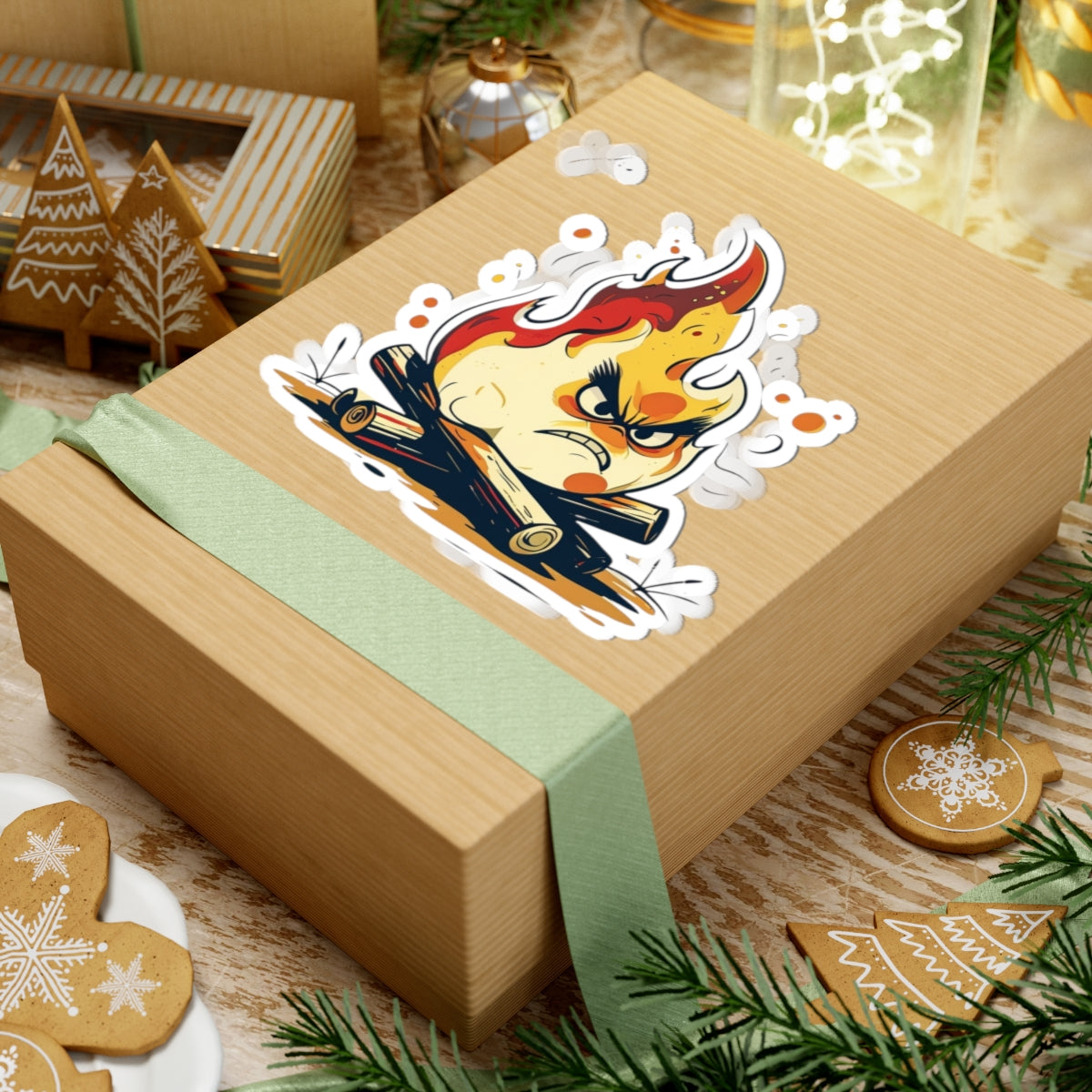 Angry Fire Freddie Kiss-Cut Stickers